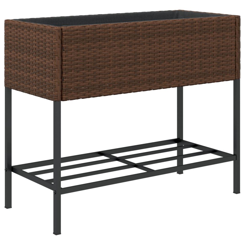 Hochbeete mit Ablage 2 Stk. Schwarz 70x28x70 cm Poly Rattan