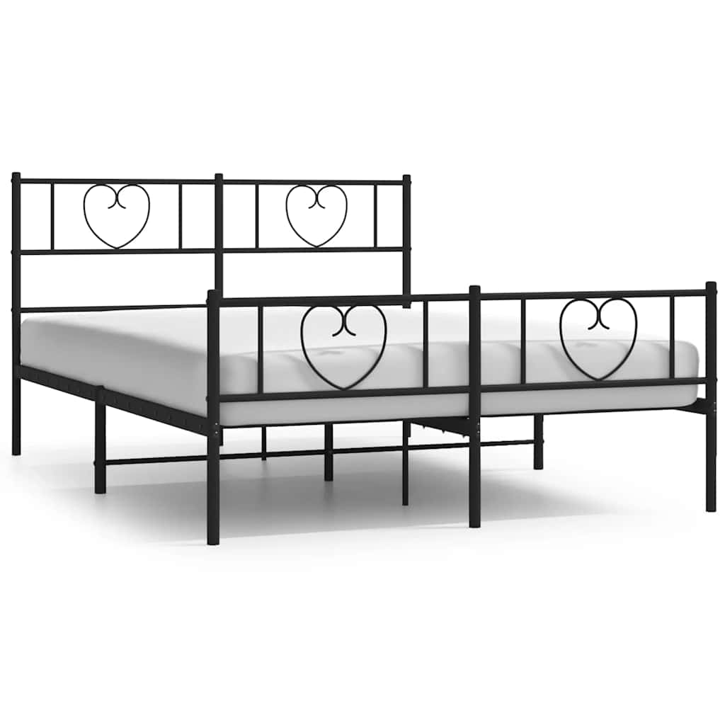 Bettgestell mit Kopfteil Metall Schwarz 100x190 cm
