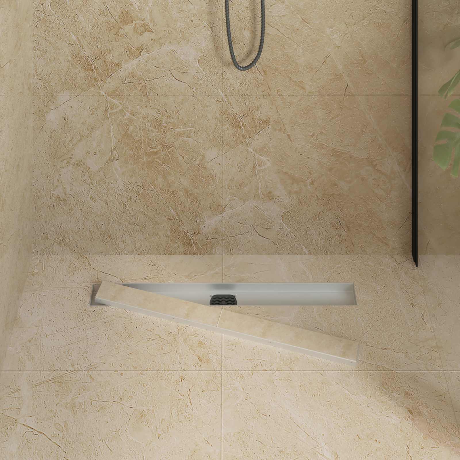 Duschablauf 2-in-1 mit 360° Siphon Silber 54 x 11 x 9,5 cm