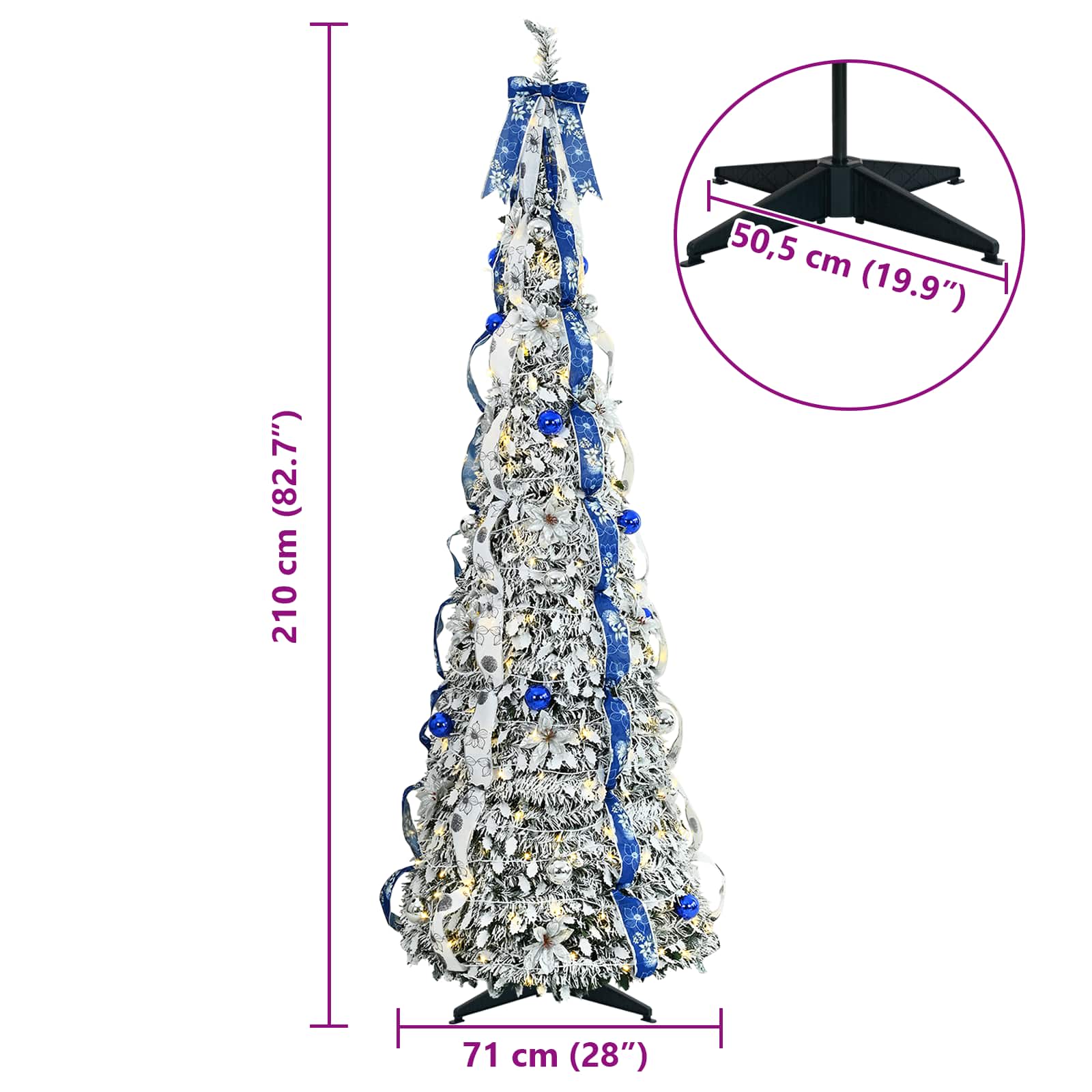 Künstlicher Weihnachtsbaum mit 50 LEDs Weiß 120 cm PVC