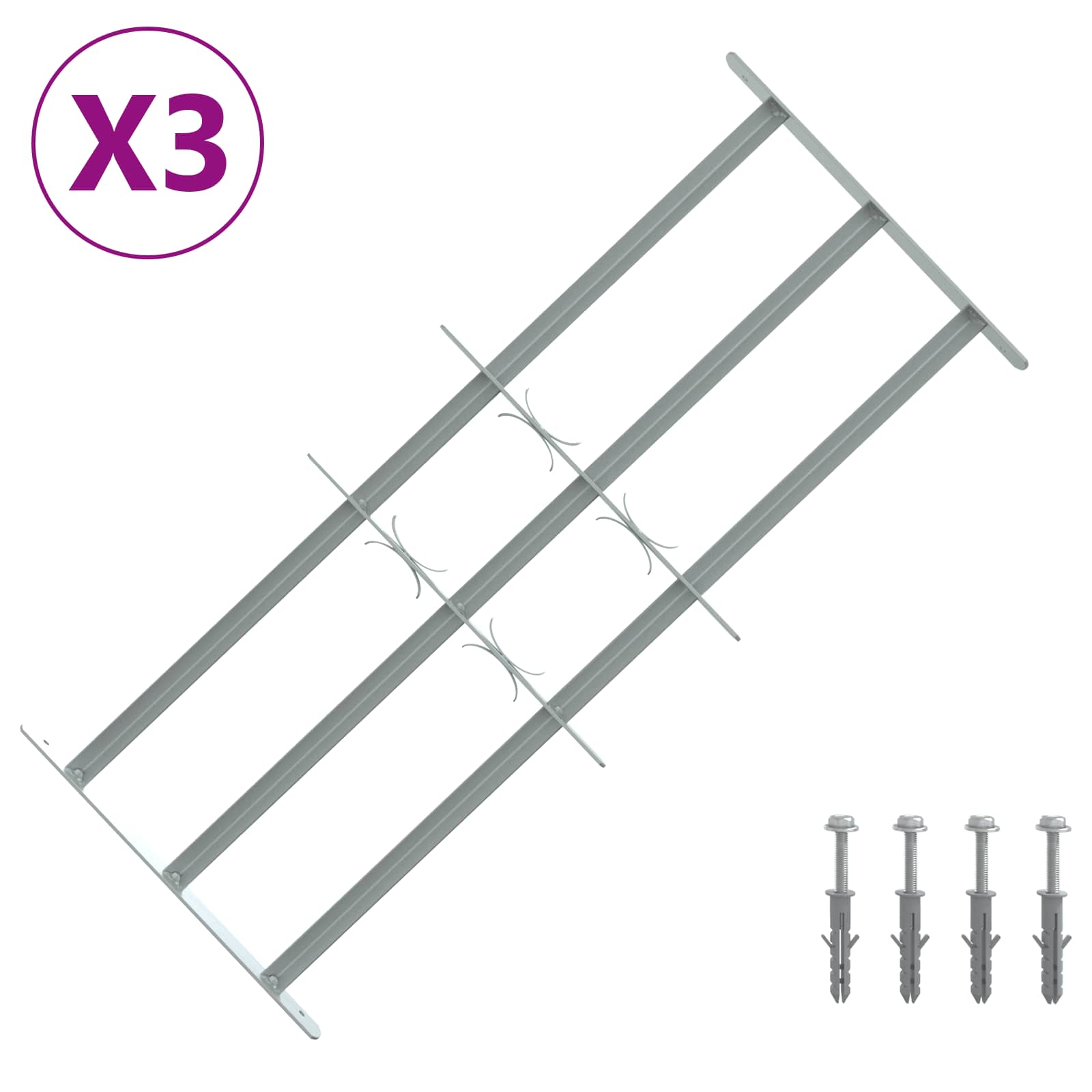 Fenstergitter Verstellbar mit 3 Querstäben 500-650 mm
