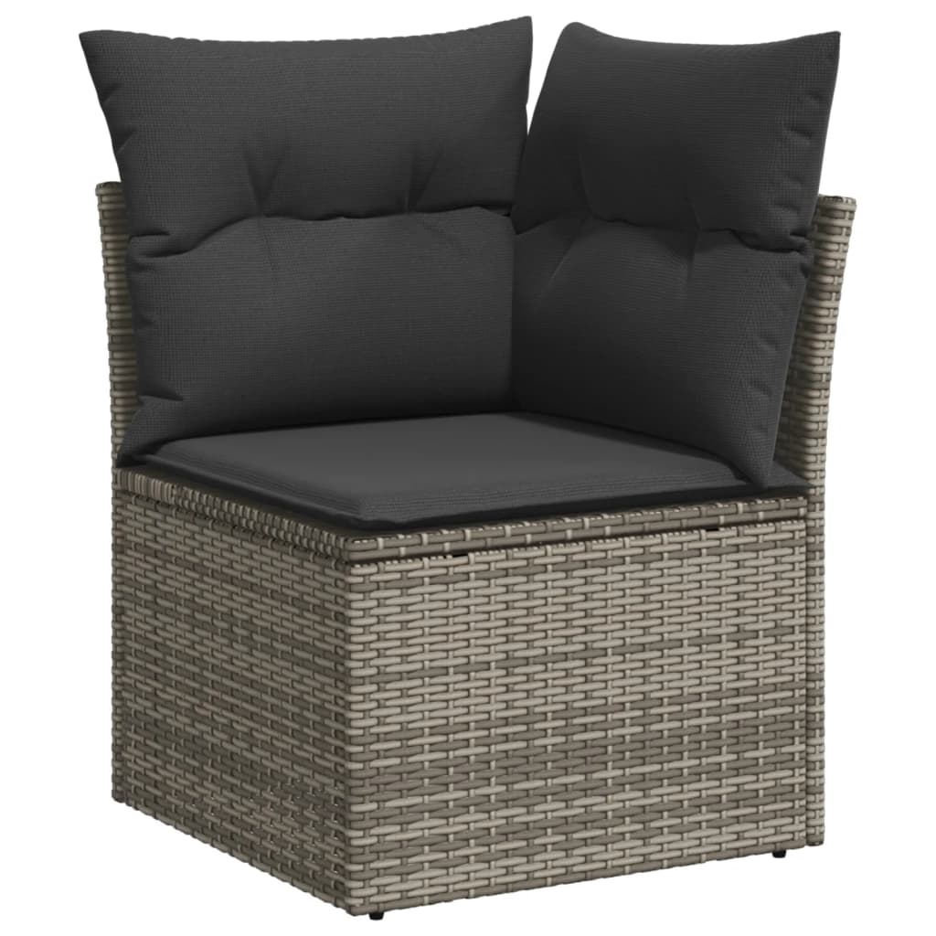 5-tlg. Garten-Sofagarnitur mit Kissen Schwarz Poly Rattan