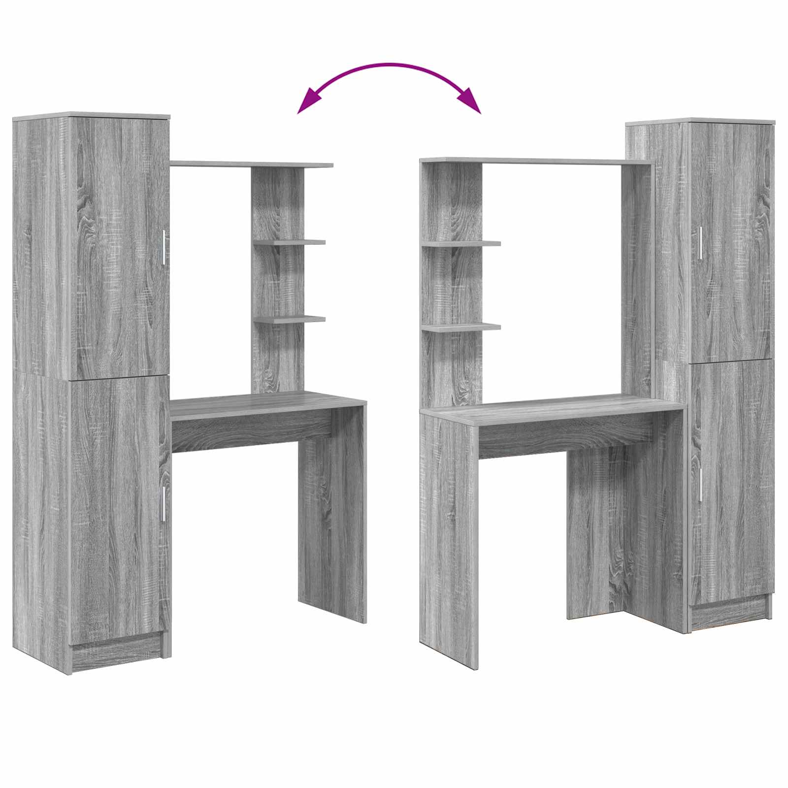 Schreibtisch 2 pcs Schwarz Eichen-Optik