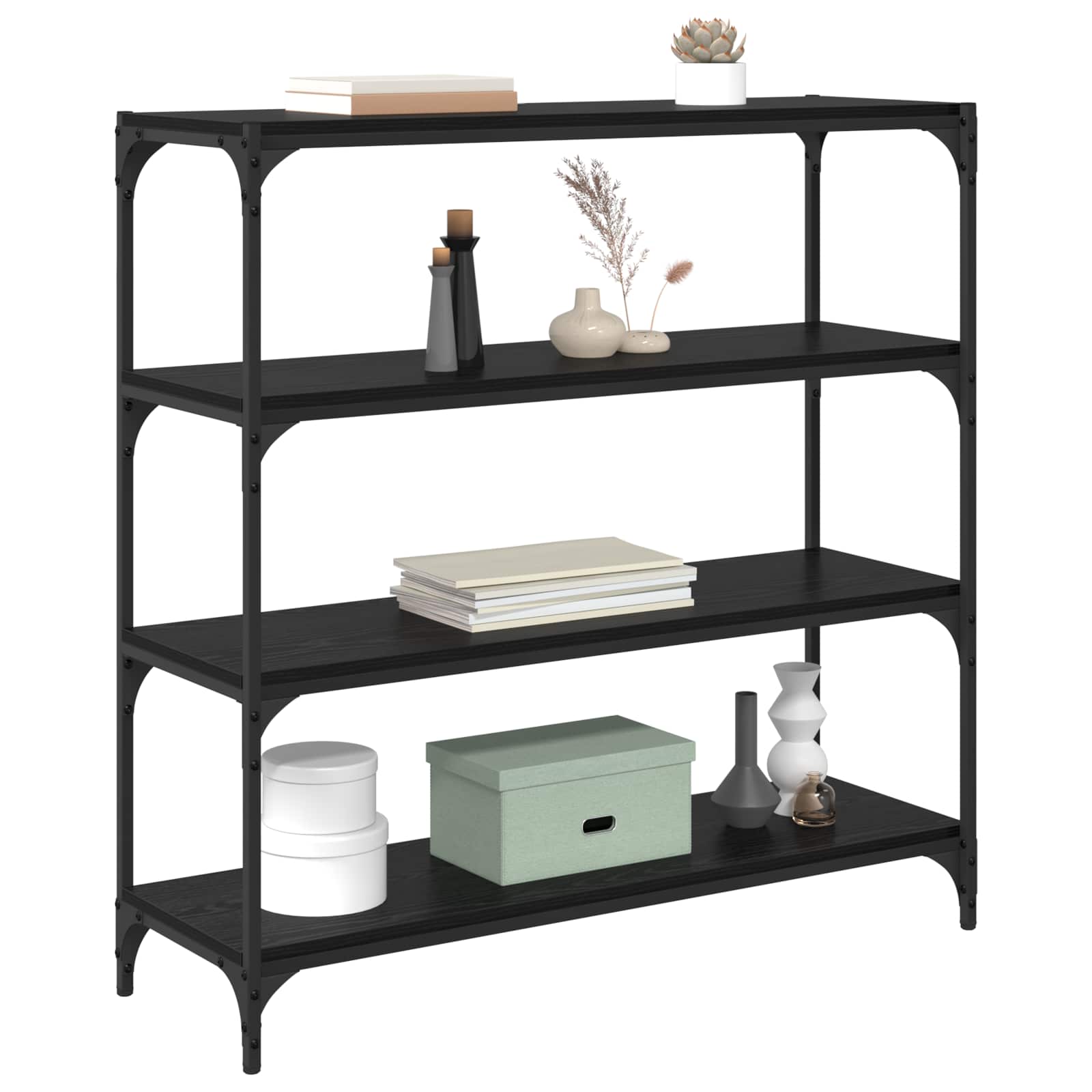 Bücherregal Schwarz 40x33x70,5 cm Holzwerkstoff und Stahl