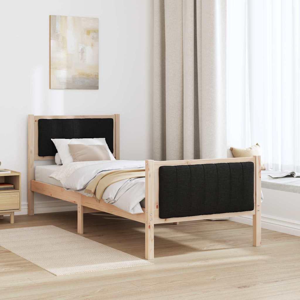 Bettgestell Braun und hellgrau 200 x 200 cm Massivholz Kiefer