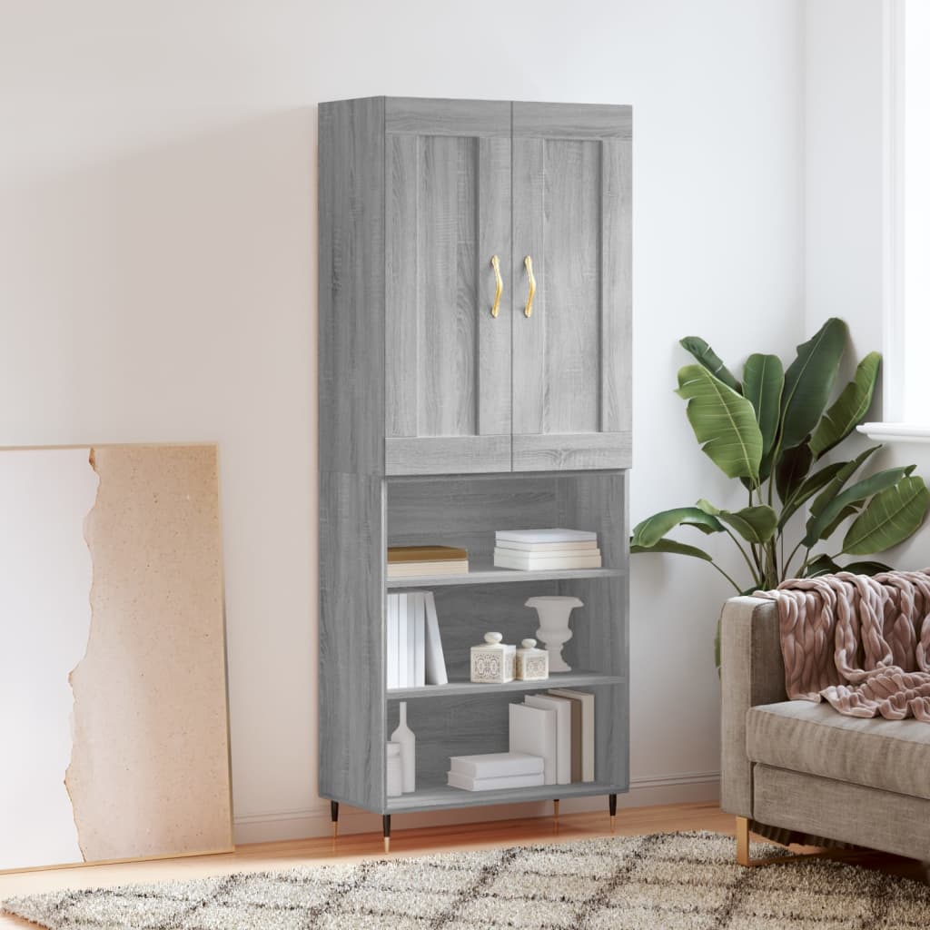 Highboard Betongrau 69,5x34x180 cm Holzwerkstoff