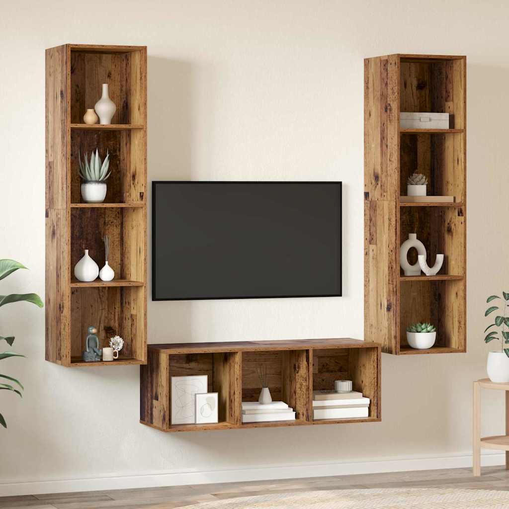 3-tlg. TV-Schrank-Set Weiß Holzwerkstoff