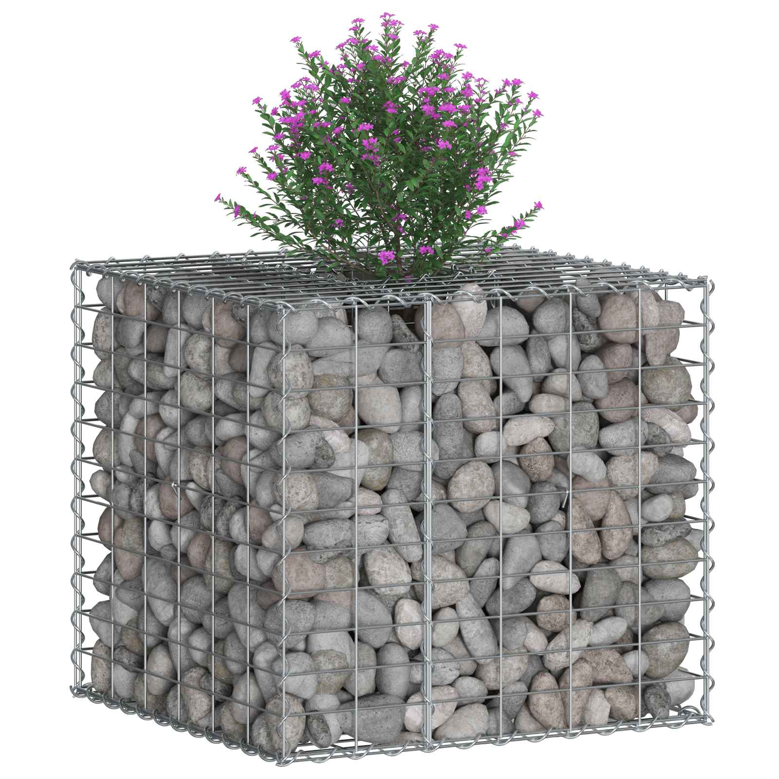 Gabionen Hochbeet 2 pcs Silber 260 x 60 x 55 cm