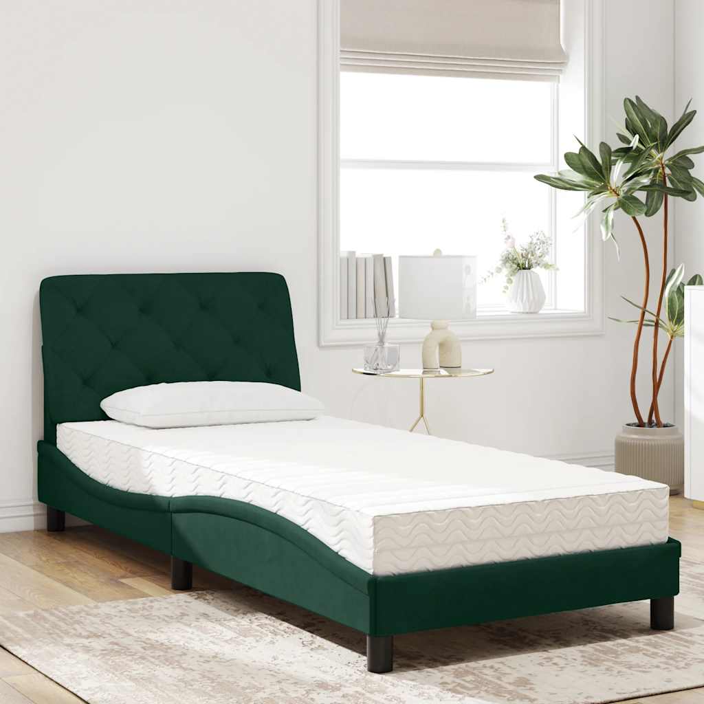 Bett mit Matratze Hellgrau 80x200 cm Samt