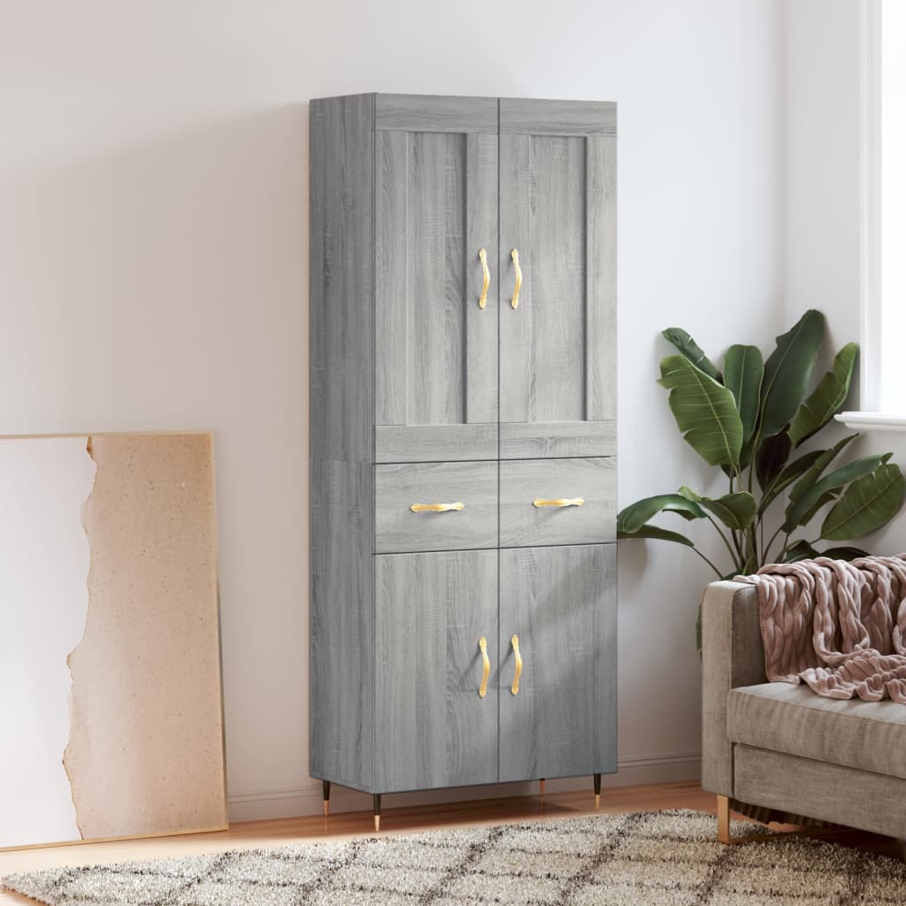 Highboard Betongrau 69,5x34x180 cm Holzwerkstoff