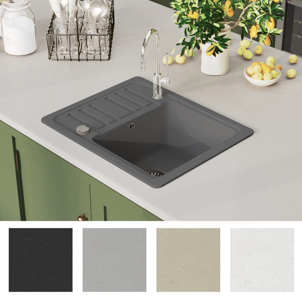Granitspüle Einzelbecken Schwarz