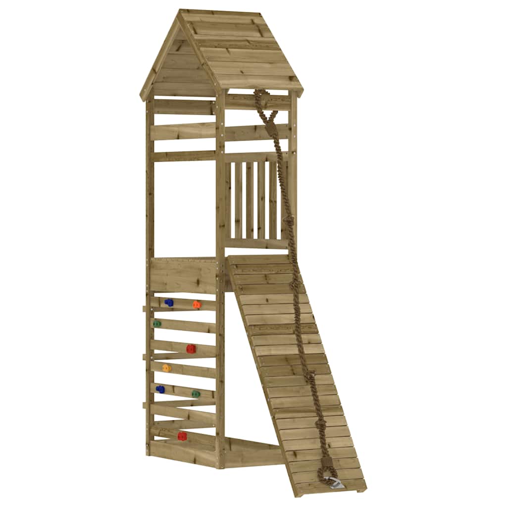 Spielturm mit Kletterwand Massivholz Kiefer