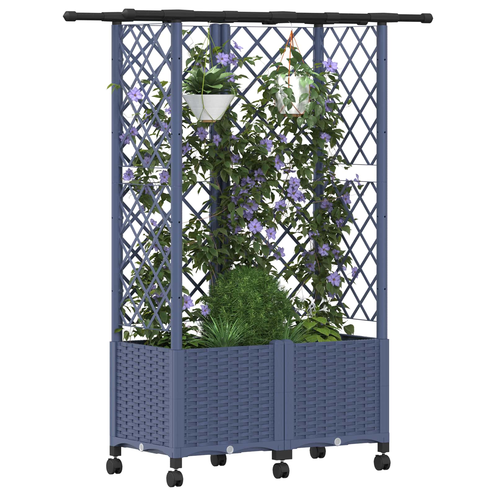 Hochbeet mit Rankgitter und Dach Braun 124 x 40 x 123 cm PP