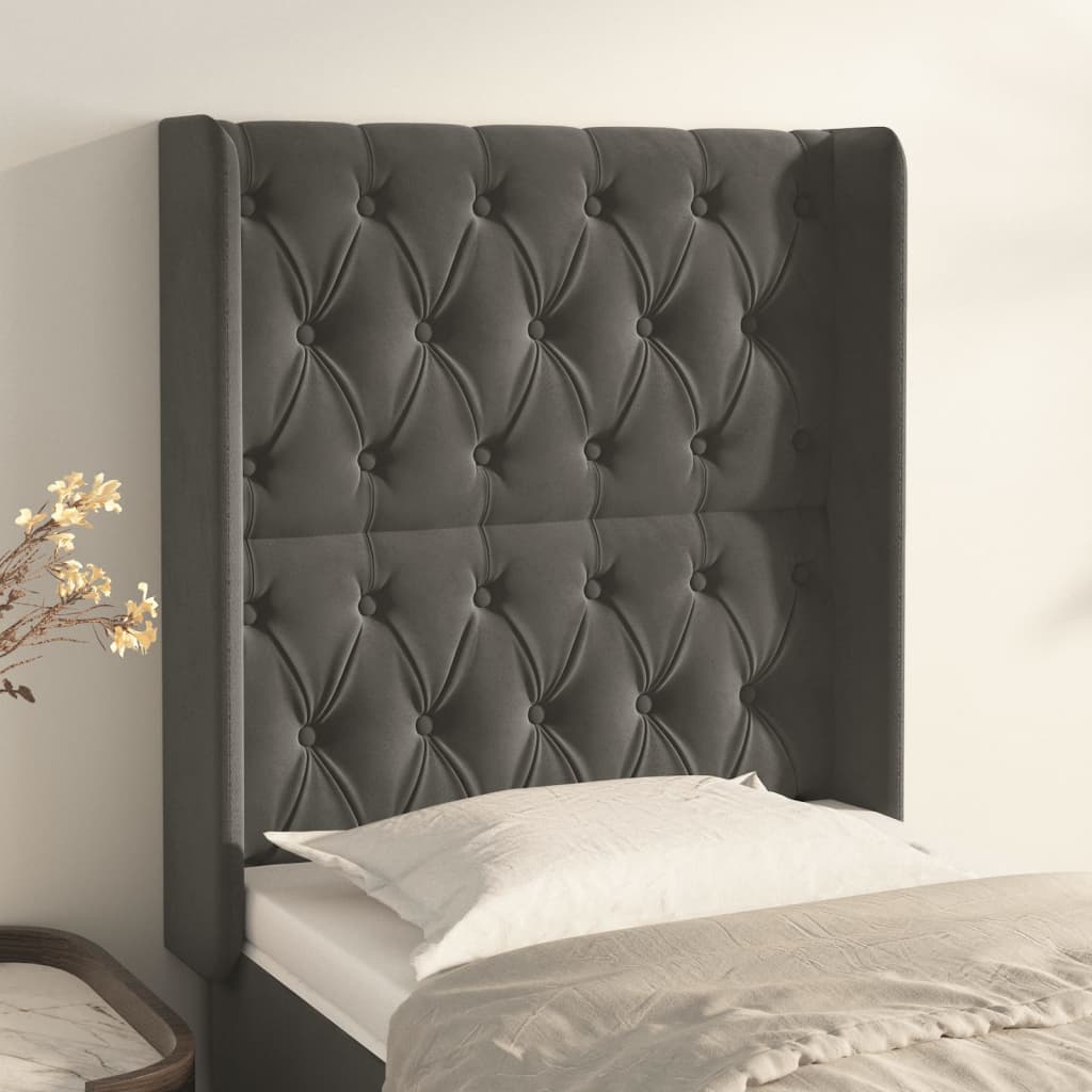 Kopfteil mit Ohren Dunkelblau 93x16x78/88 cm Samt