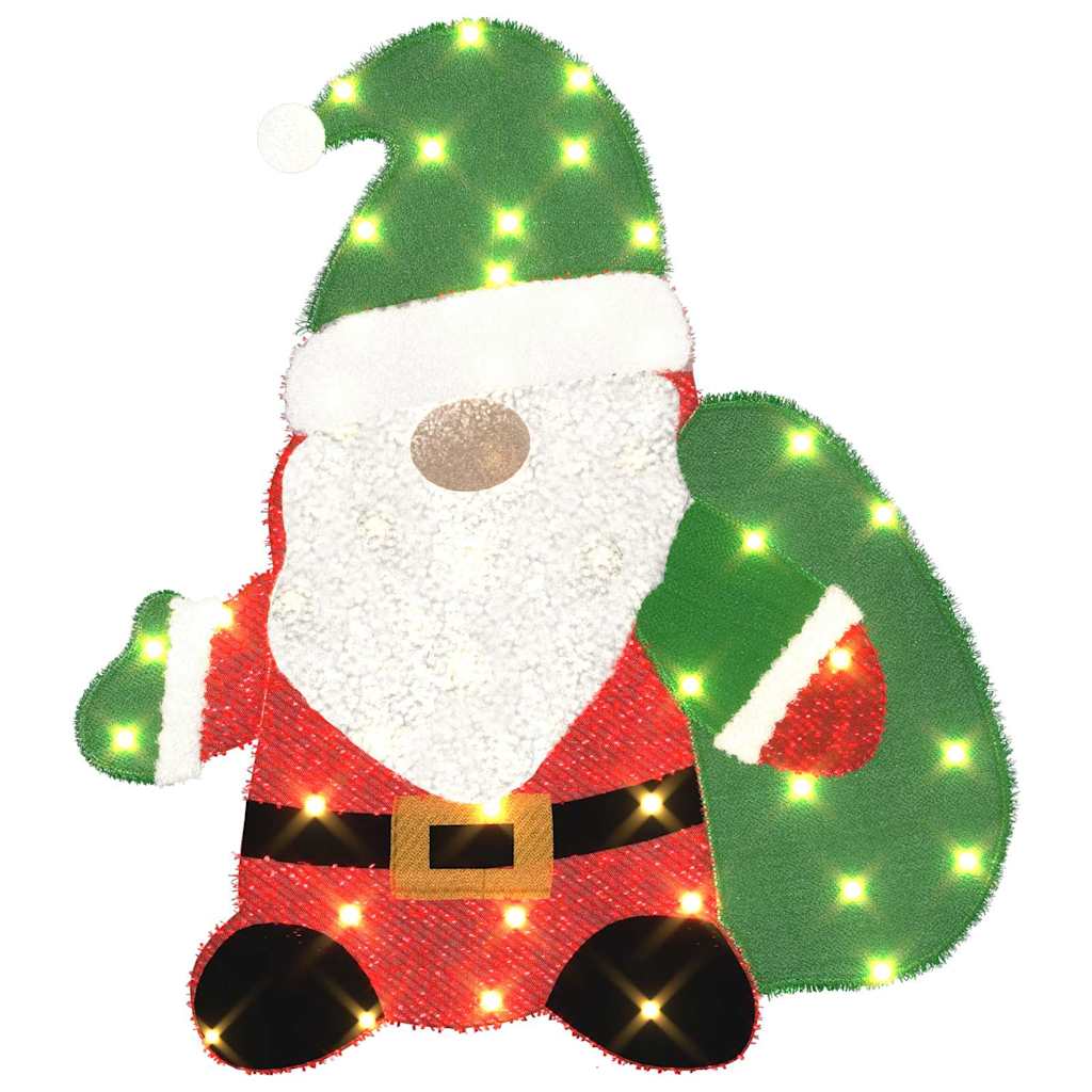 Beleuchteter Weihnachtsmann Warmes Weiß 70 x 62 cm Lamé-Stoff