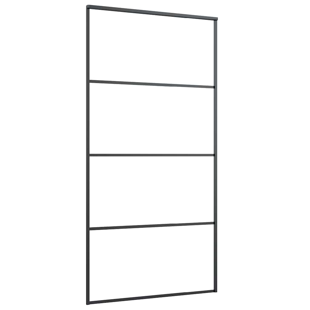 Schiebetür mit Beschlag Schwarz 76x205 cm ESG-Glas