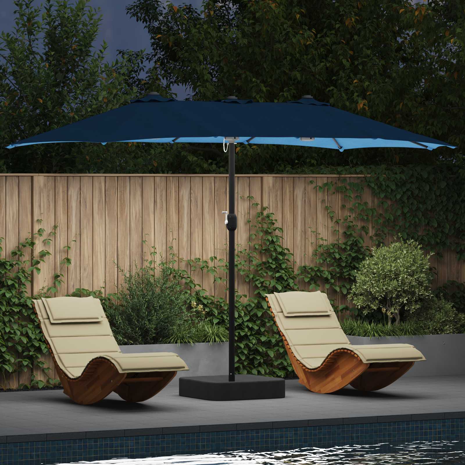 Garten-Sonnenschirm Sand und Anthrazit 385 x 209 x 244 cm