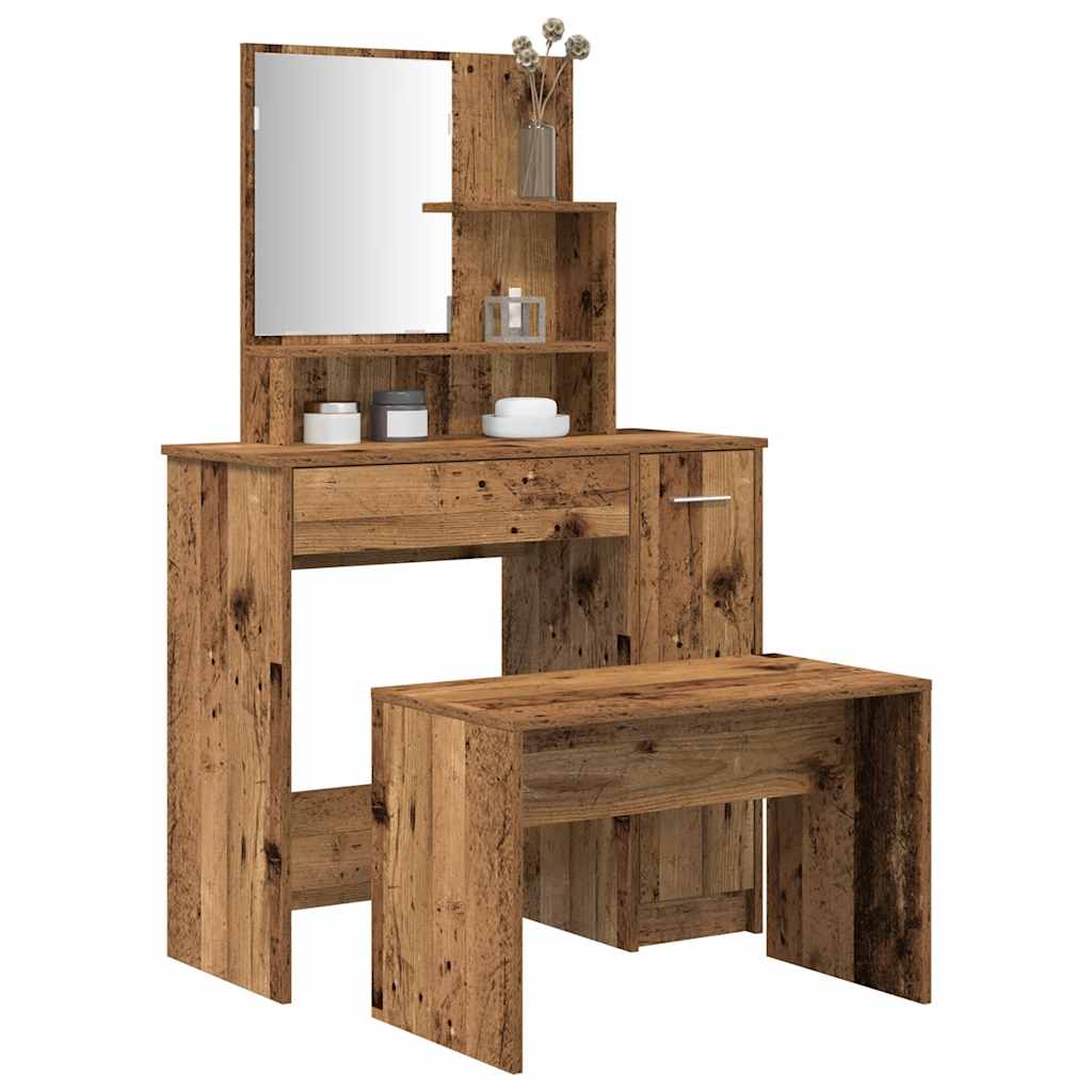 Schminktisch-Set Weiß 86,5x35x136 cm