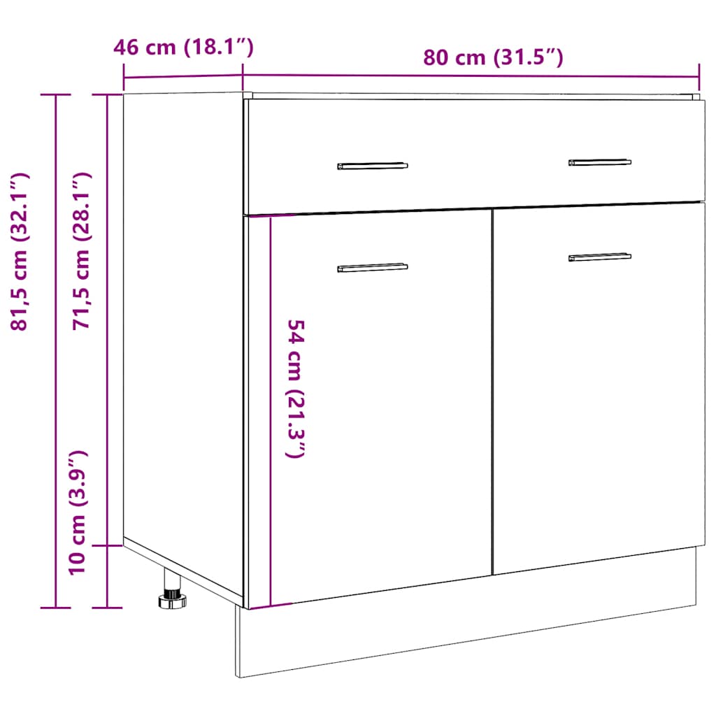 Unterschrank Lyon Weiß 60x46x81,5 cm Holzwerkstoff