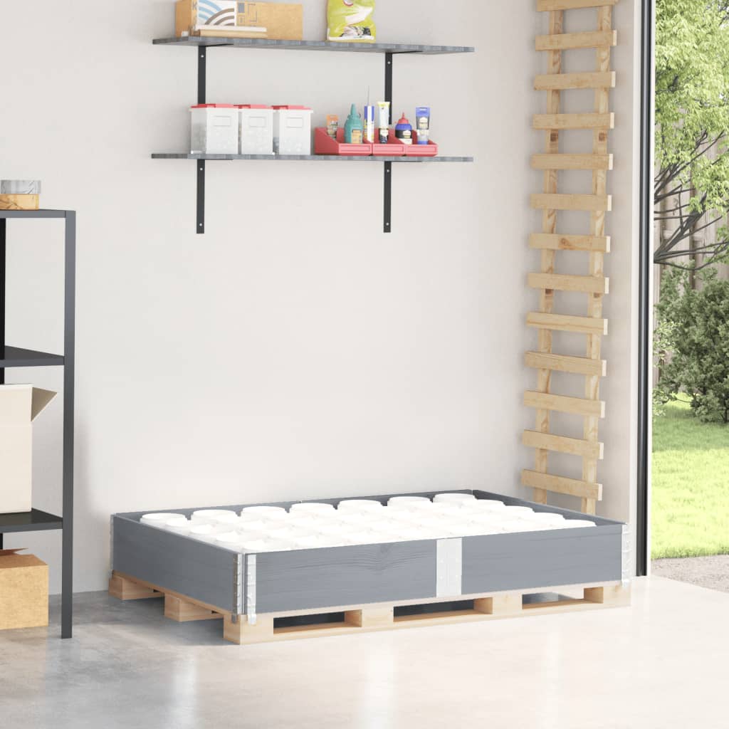 Paletten-Aufsatzrahmen Schwarz 80x60 cm Massivholz Kiefer