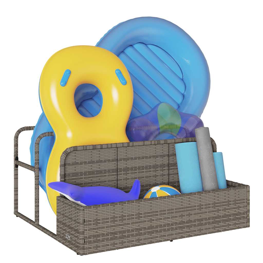 Pool Aufbewahrungsbehälter Schwarz 110x100x57 cm Poly Rattan