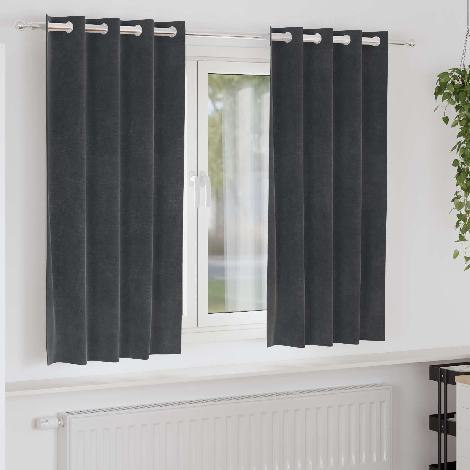 Verdunkelungsvorhänge 2 pcs Schwarz 140 x 140 cm Samt