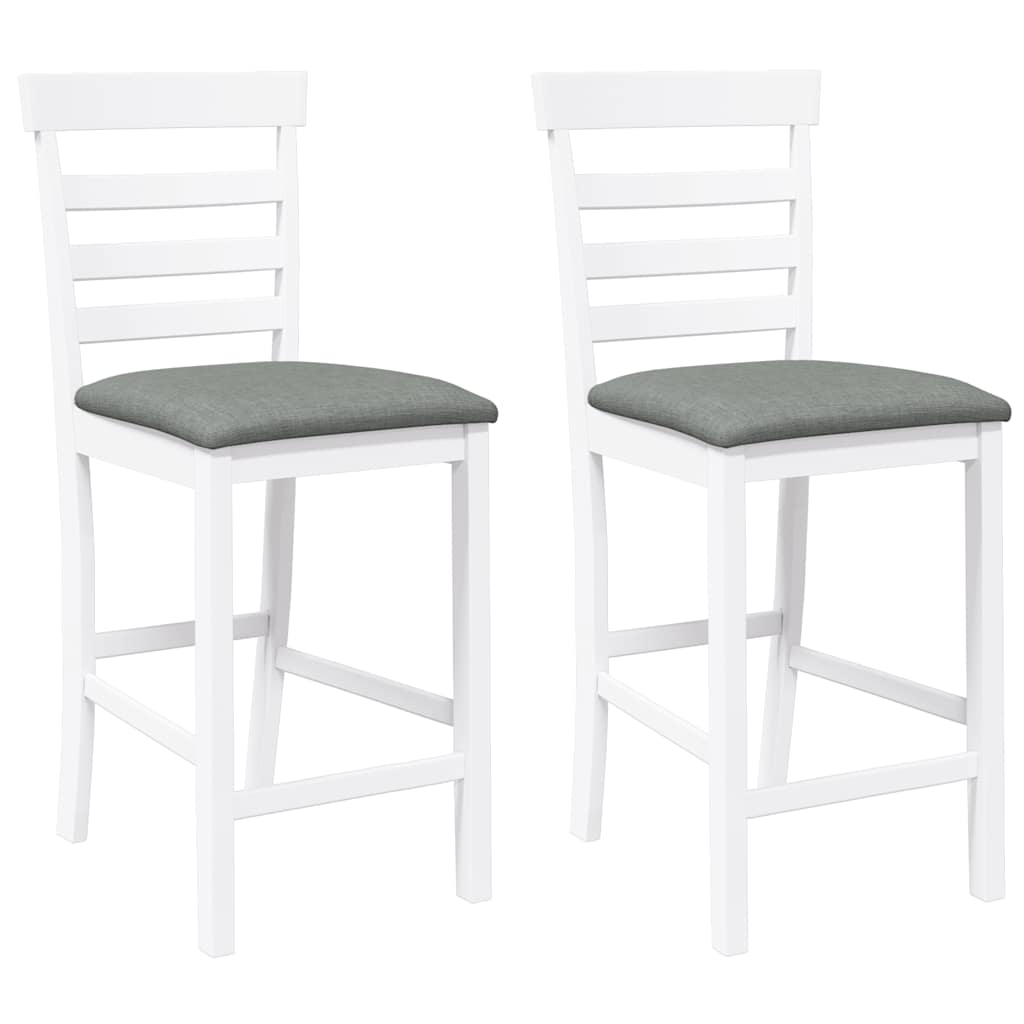 Barhocker 2 Stk. Weiß Stoff
