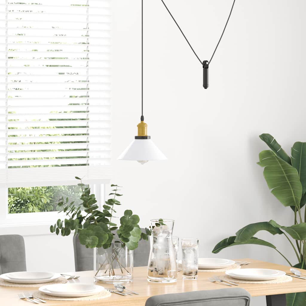 Pendelleuchte Höhenverstellbar E27 Schwarz Glänzend Ø 22 cm