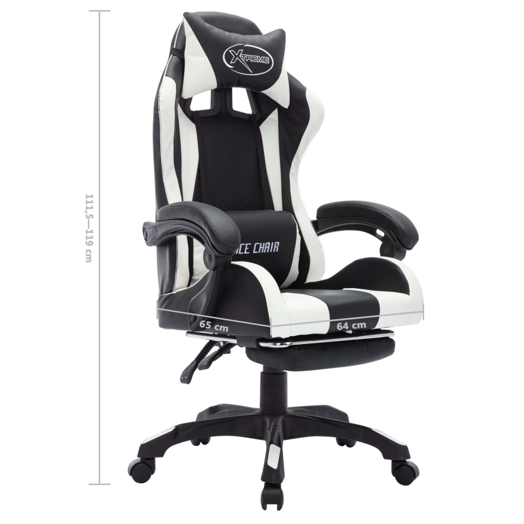 Gaming-Stuhl mit RGB LED-Leuchten Blau und Schwarz Kunstleder