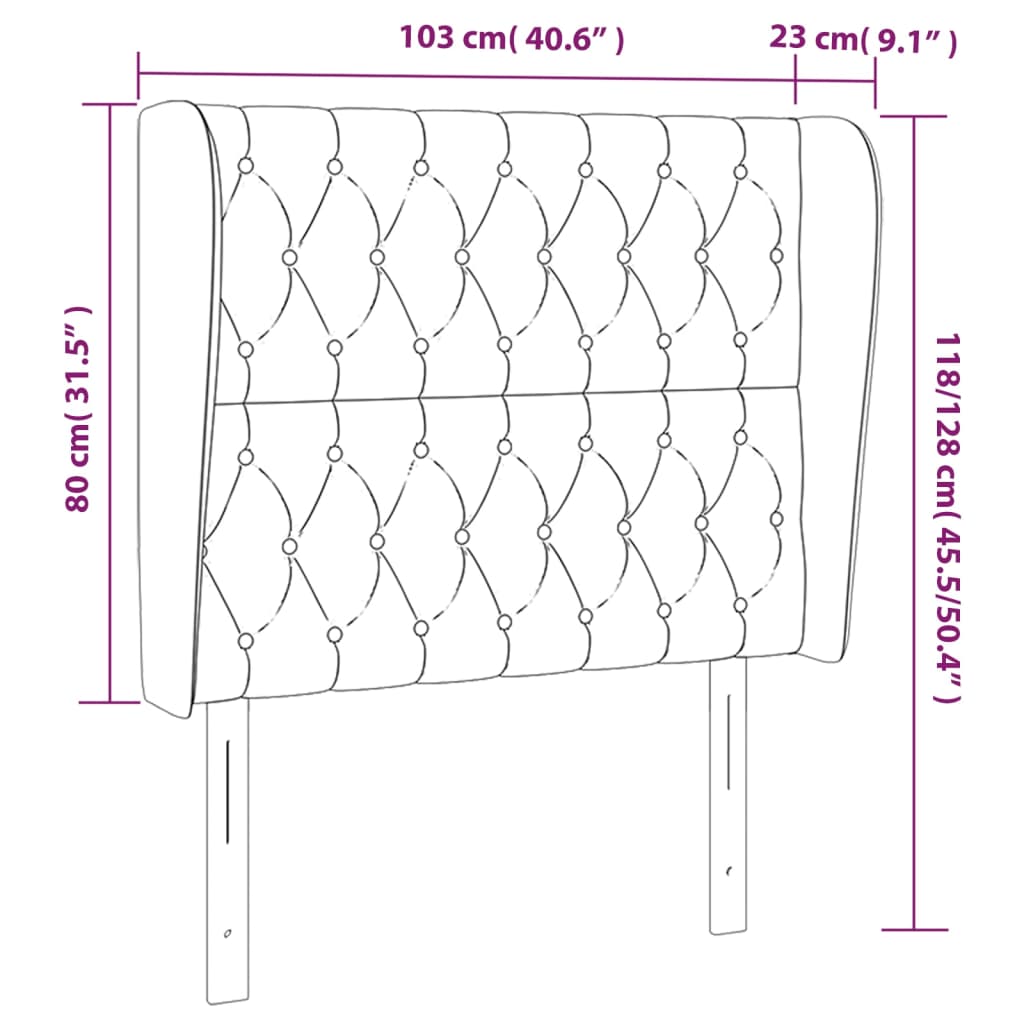 Kopfteil mit Ohren Dunkelblau 93x23x78/88 cm Samt