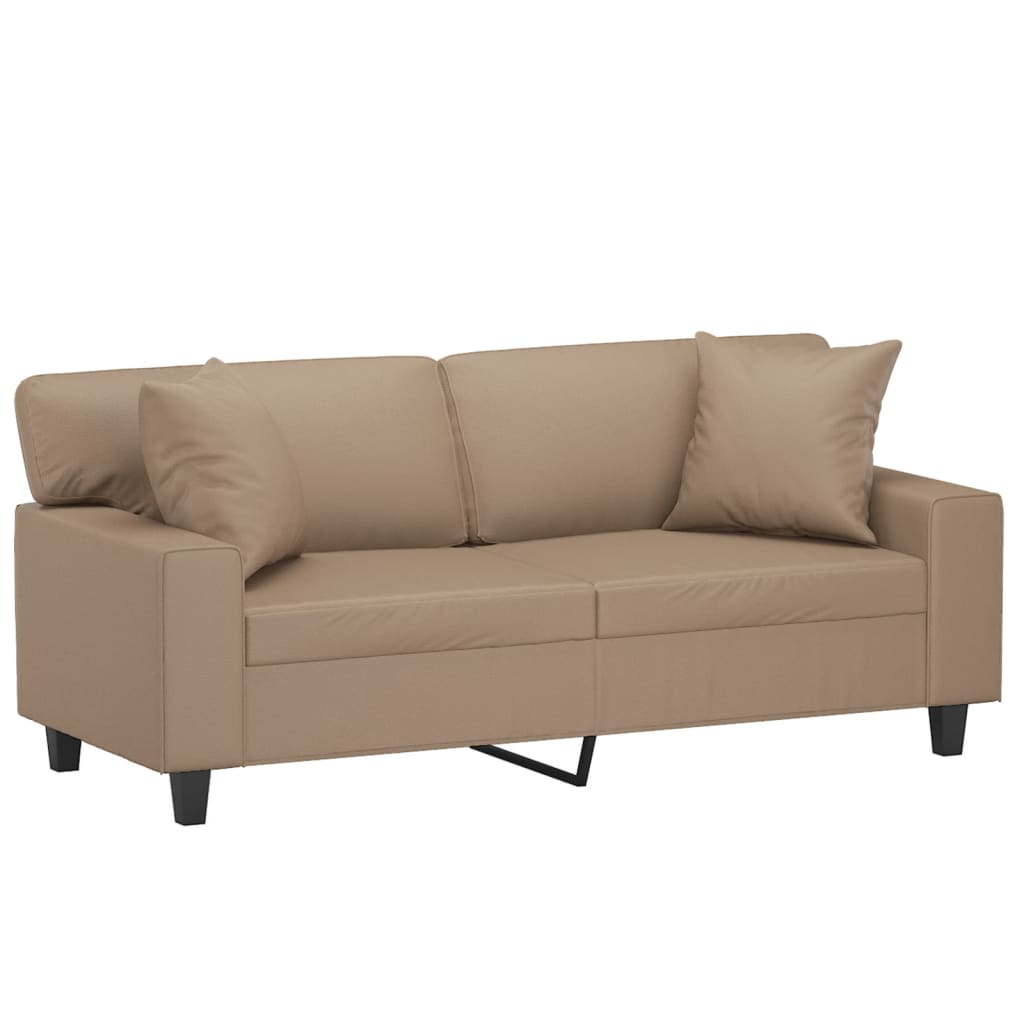 2-Sitzer-Sofa mit Zierkissen Creme 120 cm Kunstleder