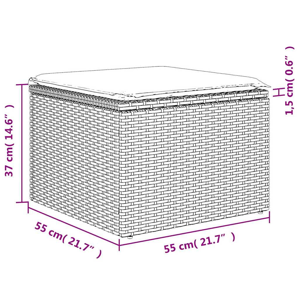 5-teiliges Gartensofa-Set mit Kissen, schwarzes Polyrattan