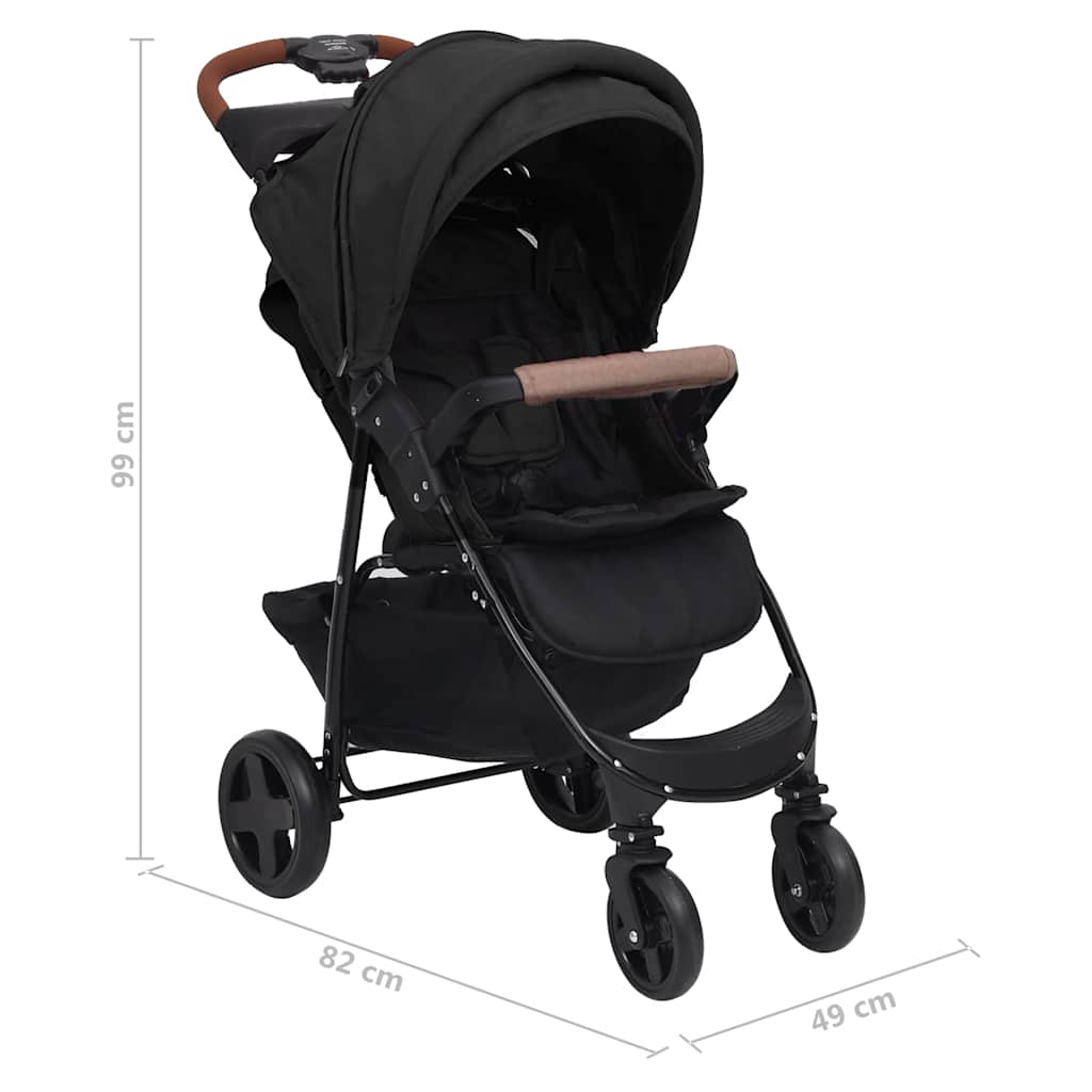 2-in-1 Kinderwagen Hellgrau Stahl