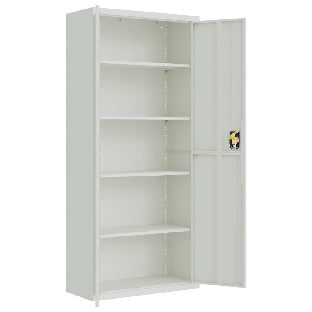 Aktenschrank mit 2 Türen Grau 90 cm Stahl