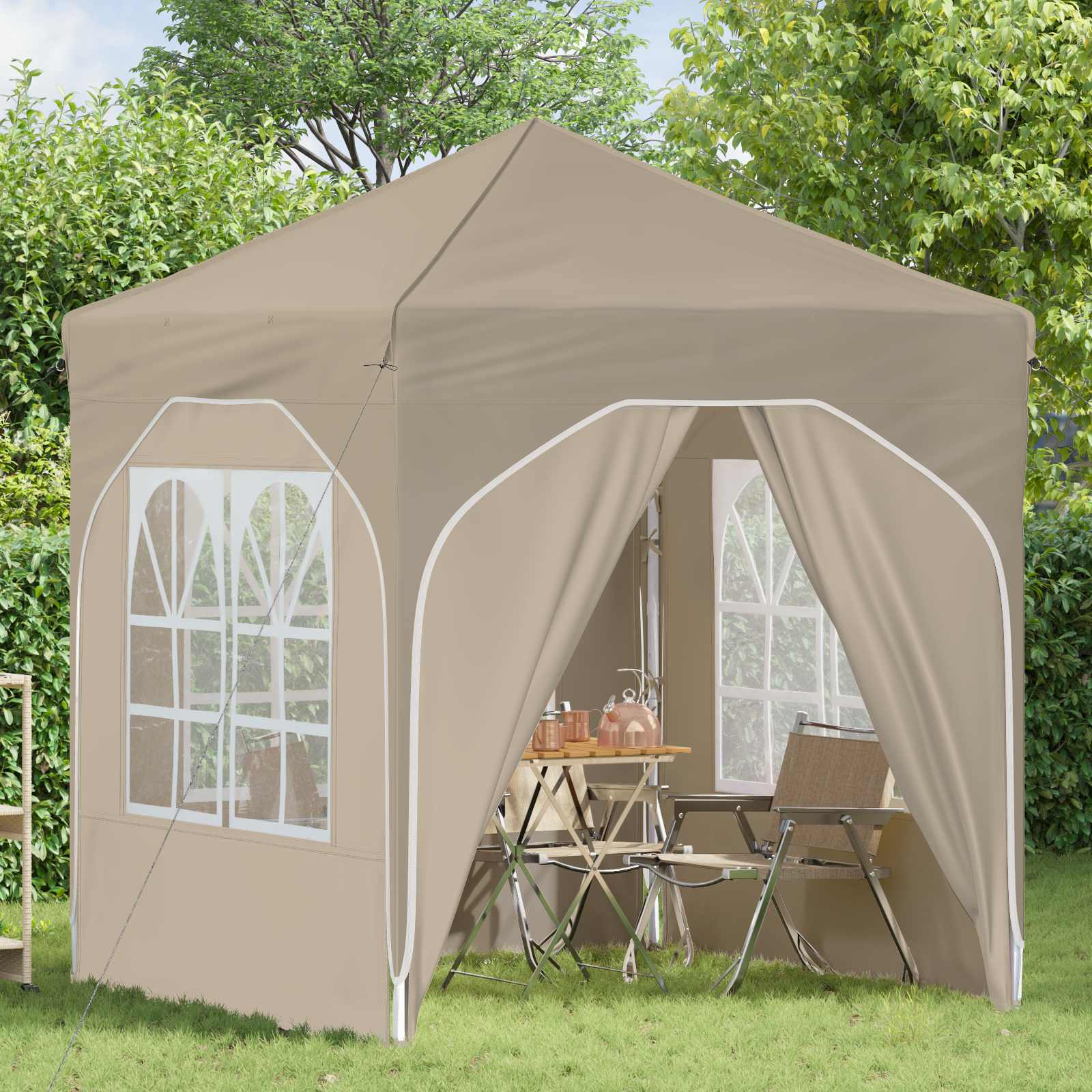 Pop-up Partyzelt 194 x 194 x 245 cm Creme