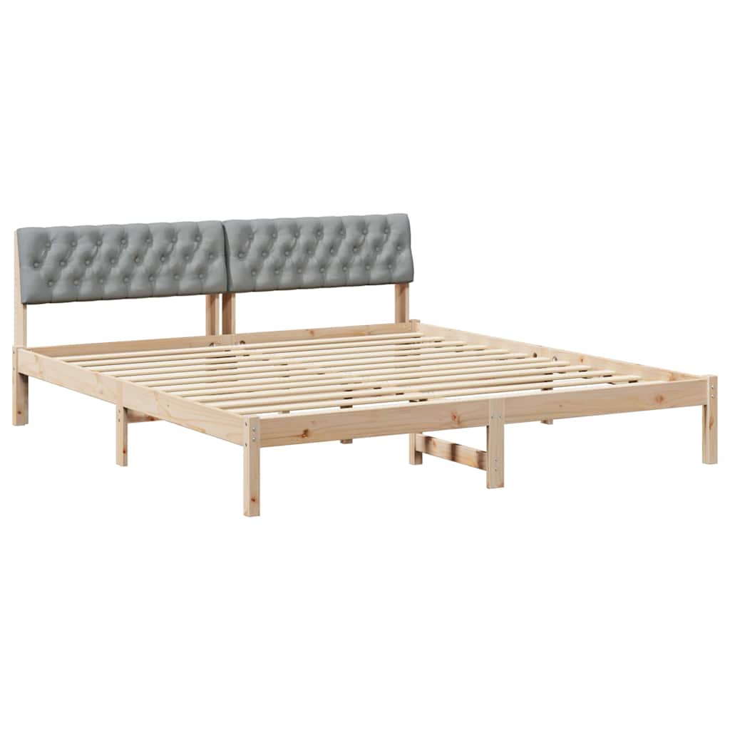 Bettgestell Braun und hellgrau 200 x 200 cm Massivholz Kiefer