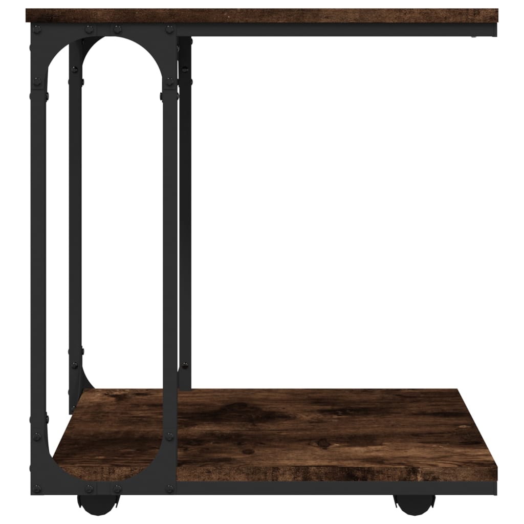 Beistelltisch mit Rollen Schwarz 50x35x55,5 cm Holzwerkstoff