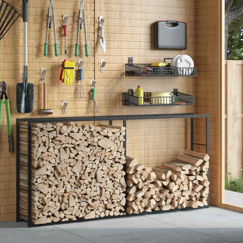 Brennholzregal Schwarz 55x30x61 cm Stahl