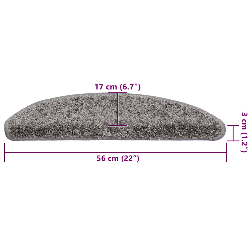 Stufenmatten 15 Stk. 56x17x3 cm Grau Halbrund
