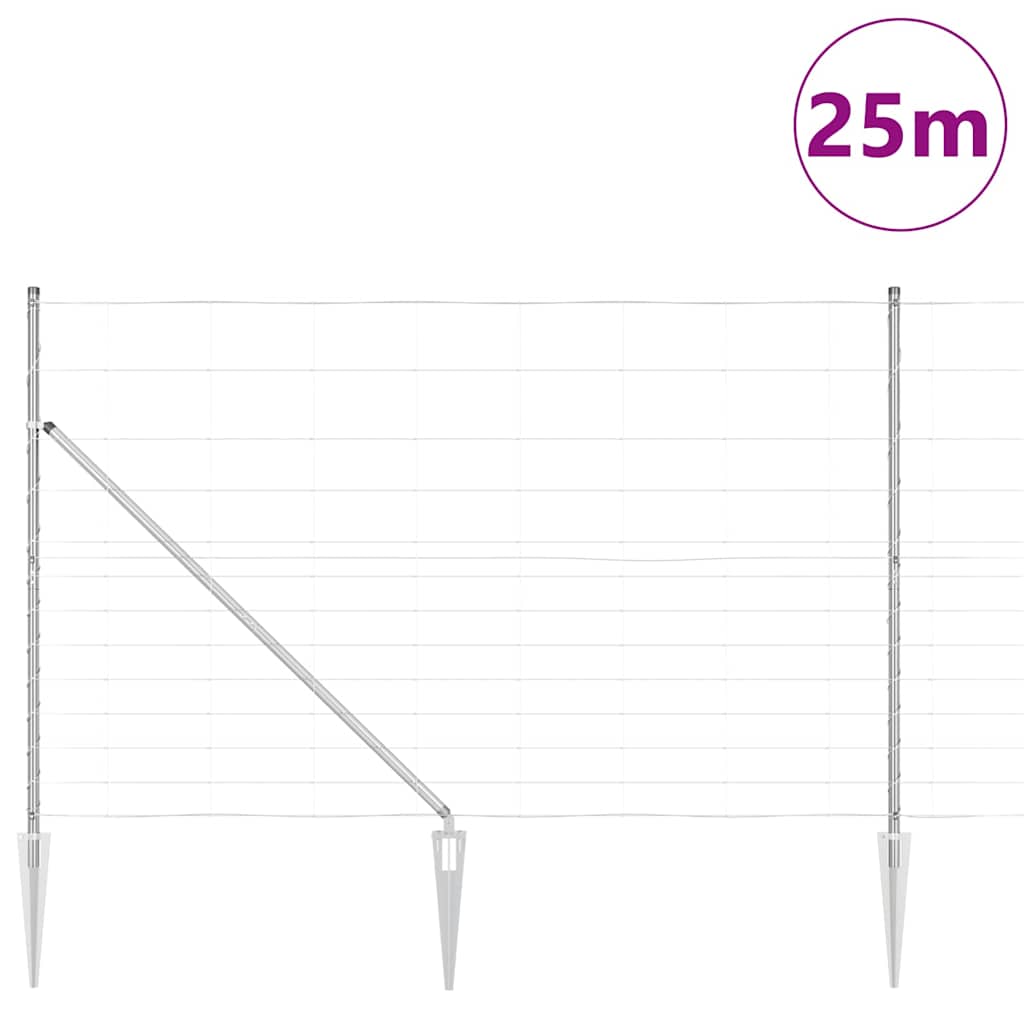 Ground Fix Geschweißter Drahtzaun 25 x 0,8 m Silber Netz