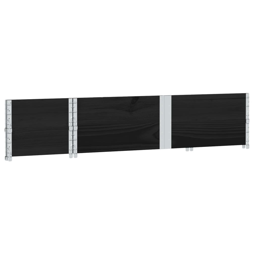 Paletten-Aufsatzrahmen Schwarz 80x60 cm Massivholz Kiefer
