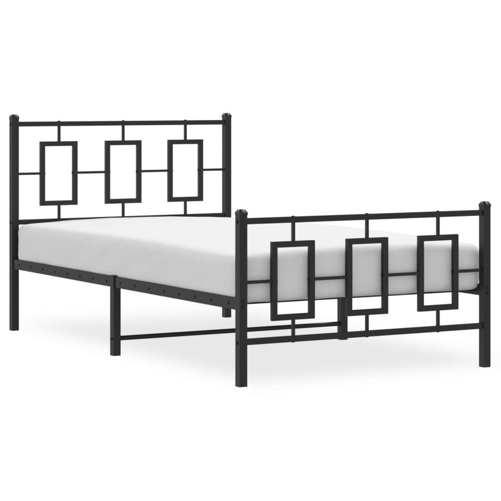Bettgestell mit Kopf- und Fußteil Metall Weiß 180x200 cm