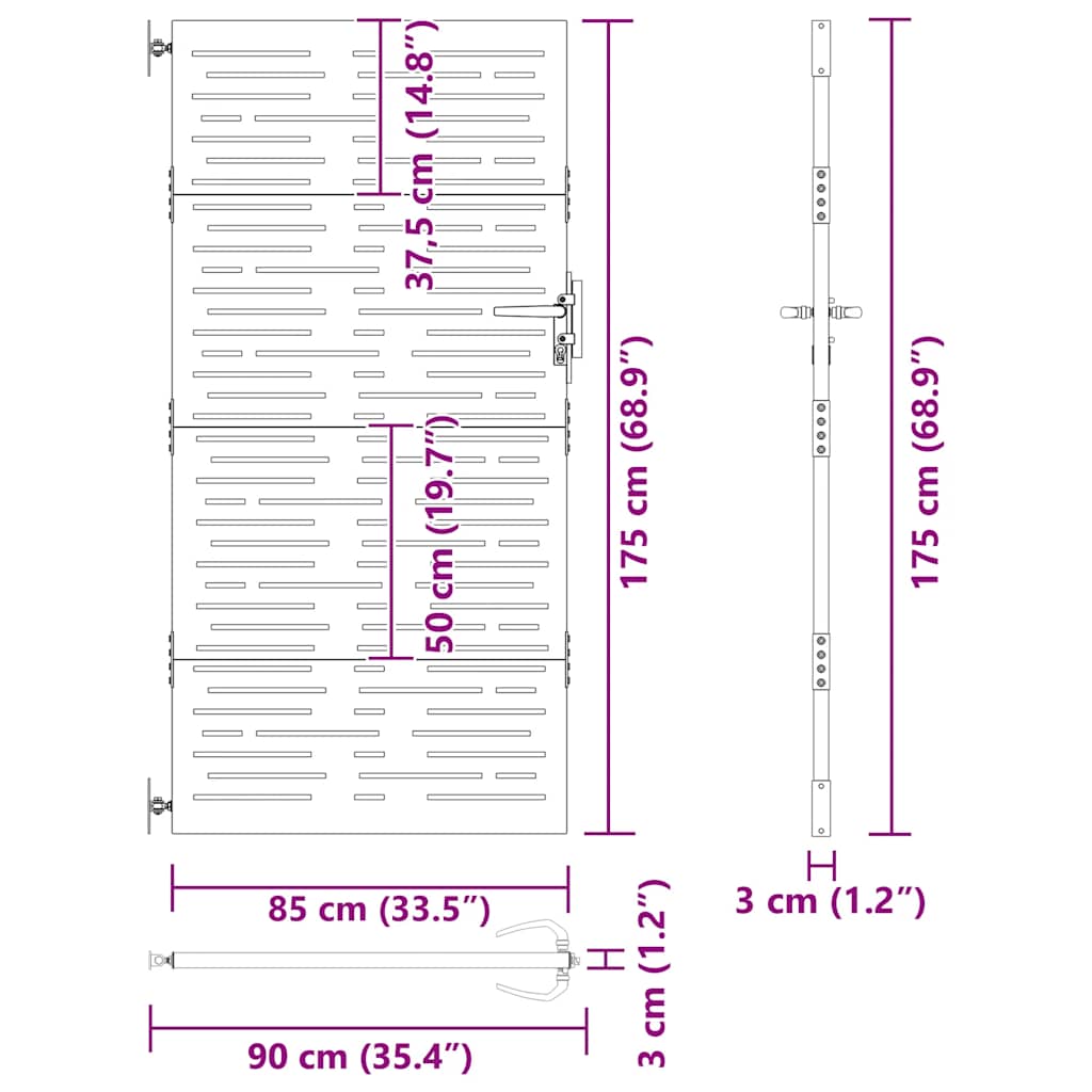 Gartentor 85x75 cm Cortenstahl Quadratisches Design