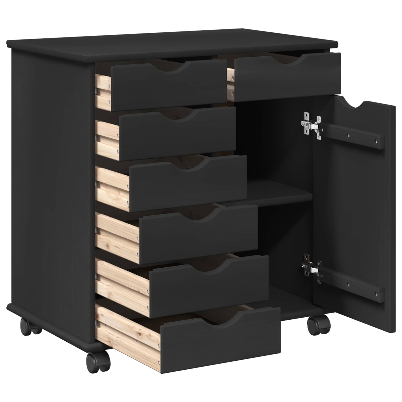 Rollschrank Honigbraun 63,5 x 39 x 65,5 cm Massivholz Kiefer