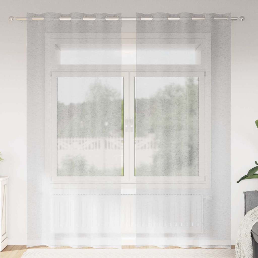 Voile-Vorhang mit Vorhängen 2 pcs Weiß 140 x 140 cm Polyester