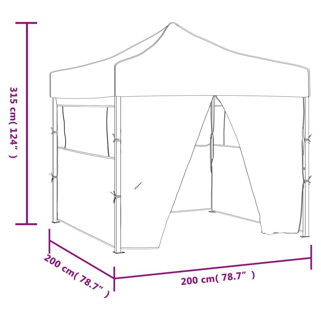 Partyzelt Faltbar Pop-Up Schwarz 200x200x306 cm
