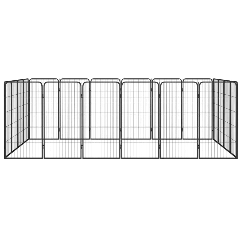 4-tlg. Hundelaufstall Schwarz 50x100cm Stahl Pulverbeschichtung
