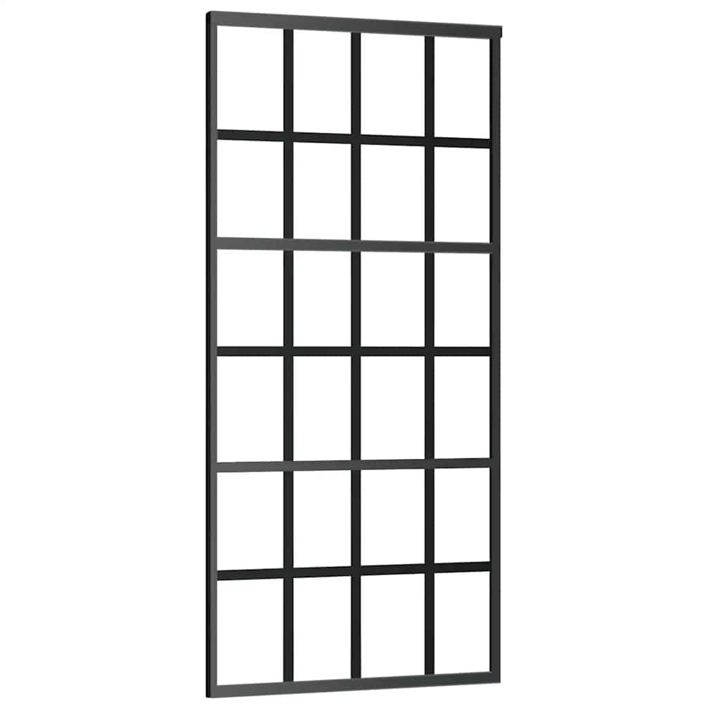 Schiebetür mit Beschlag Schwarz 76x205 cm ESG-Glas