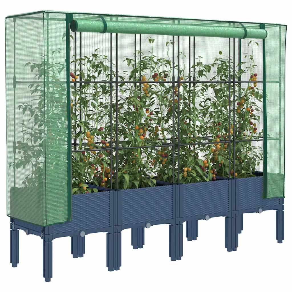 Hochbeet mit Gewächshaus-Aufsatz Rattan-Optik 40x40x140 cm