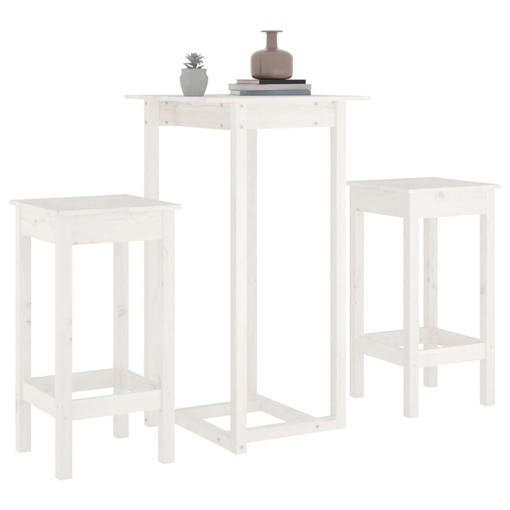 3-tlg. Bar-Set Massivholz Kiefer